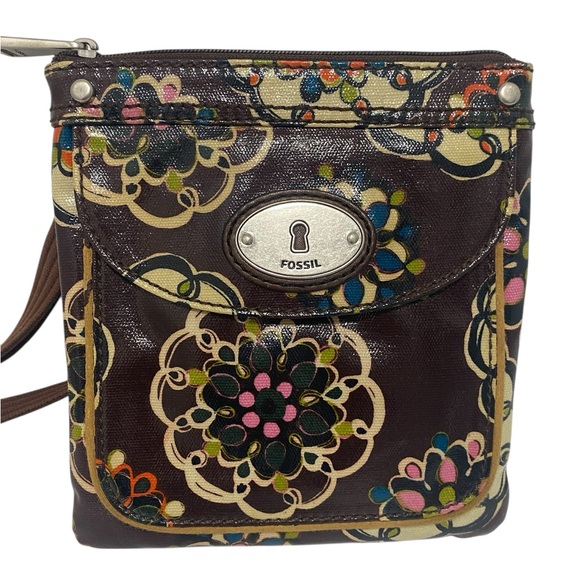 Fossil Handbags - Fossil Key-Per Brown Floral Coated Canvas Crossbody Bag - NWOT